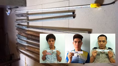 Một số đối tượng đòi nợ thuê bị bắt giữ cùng hung khí.