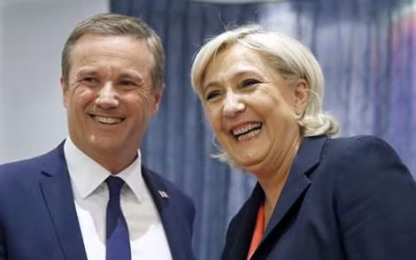 Bà Marine Le Pen và ông Nicolas Dupont-Aignan.