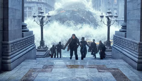 Cảnh trong phim The Day After Tomorrow, tác phẩm điện ảnh gây ra ô nhiễm môi trường trong khâu sản xuất.