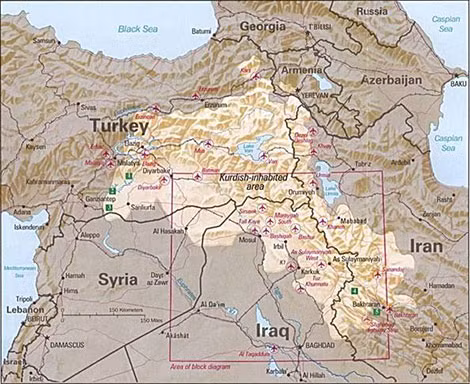 Khu vực có người Kurd Iraq sinh sống. Ảnh: Business Insider.
