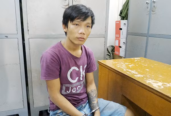 Đối tượng Lê Thái Hòa tại cơ quan Công an.