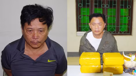 Đối tượng Trịnh Mạnh Tiến, Tòng Văn Ổn và tang vật vụ án.