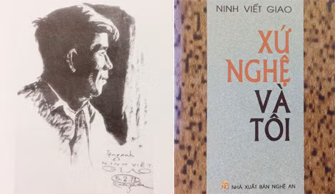 Ninh Viết Giao và bìa cuốn “Xứ Nghệ và tôi” của ông.