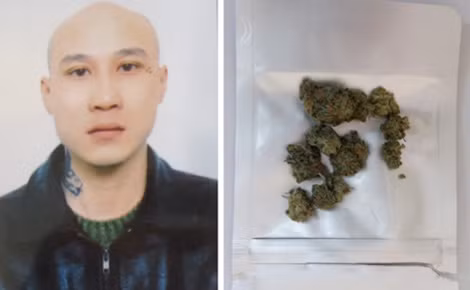 Phương Đình Anh cùng cần sa bị thu giữ.