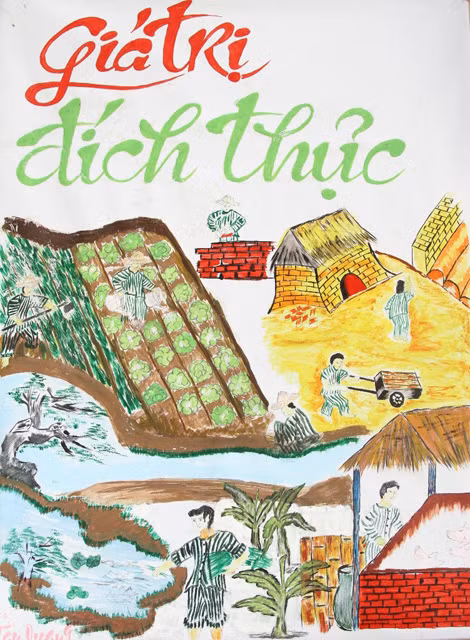 Bức tranh mang tựa đề “Giá trị đích thực” của phạm nhân Nguyễn Tân Quang, hiện đang thụ án tại Phân trại K2, Trại giam số 3. Bức tranh thể hiện khá trọn vẹn những hoạt động lao động sản xuất hằng ngày trong trại giam của phạm nhân, từ trồng rau, nuôi cá đến xây dựng các công trình phúc lợi trong đơn vị. Bức tranh mang tựa đề “Giá trị đích thực” của phạm nhân Nguyễn Tân Quang, hiện đang thụ án tại Phân trại K2, Trại giam số 3. Bức tranh thể hiện khá trọn vẹn những hoạt động lao động sản xuất hằng ngày trong trại giam của phạm nhân, từ trồng rau, nuôi cá đến xây dựng các công trình phúc lợi trong đơn vị.