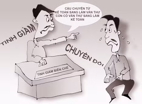 Đau đầu vì tinh giản biên chế (Tranh: nguồn internet).