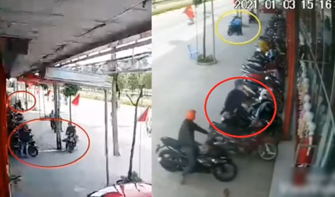 Các đối tượng dàn cảnh lấy trộm xe rất tinh vi