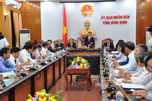 Quang cảnh buổi làm việc giữ Đoàn công tác Chính phủ với lãnh đạo tỉnh.