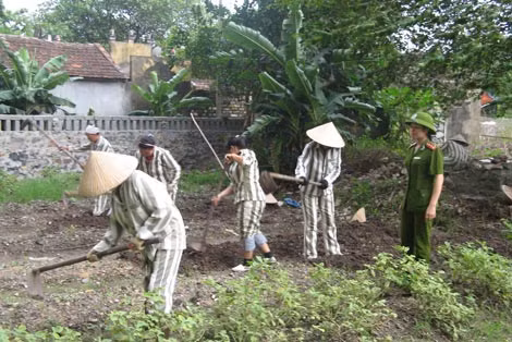 Nữ quản giáo Nguyễn Thị Kiều Anh hướng dẫn phạm nhân lao động. Nữ quản giáo Nguyễn Thị Kiều Anh hướng dẫn phạm nhân lao động.