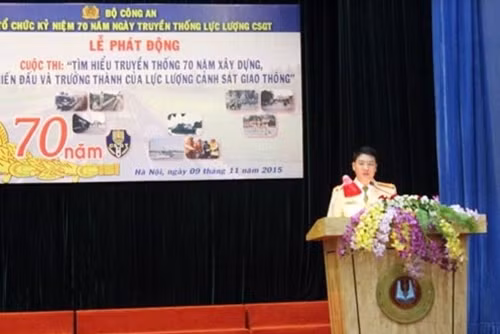 Trung tá Đỗ Thanh Bình, Phó cục trưởng Cục Cảnh sát giao thông phát động Cuộc thi tại Học viện CSND.
