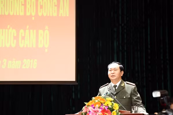 Đại tướng Trần Đại Quang, Ủy viên Bộ Chính trị, Bộ trưởng Bộ Công an phát biểu tại buổi Lễ.