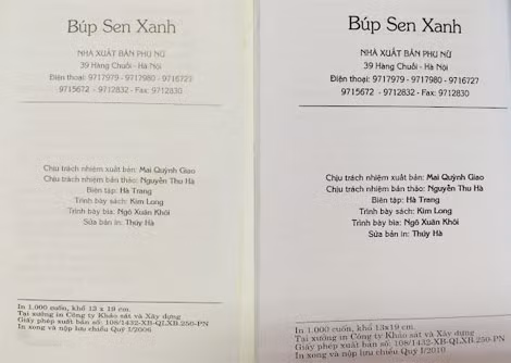Hình ảnh bìa và trang xi-nhê của “Búp sen xanh” thật và “Búp sen xanh” giả.