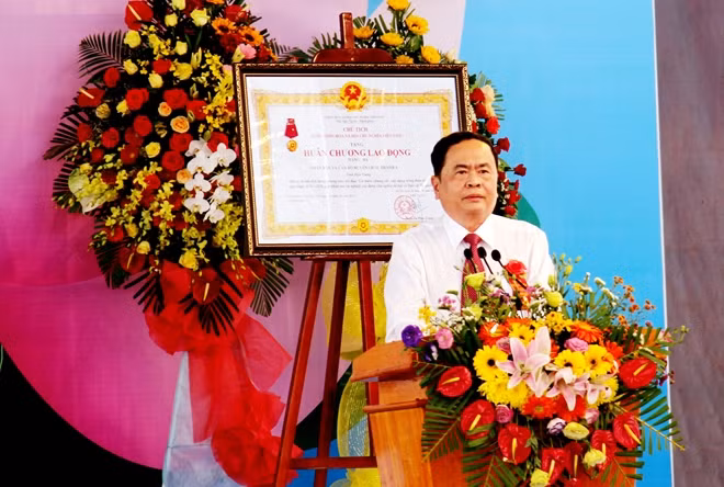 Chủ tịch UBTƯ MTTQ Việt Nam Trần Thanh Mẫn phát biểu tại buổi lễ.