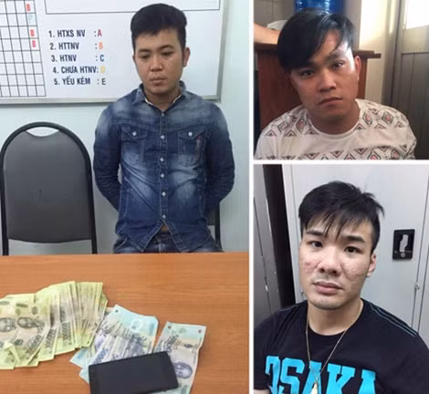Một số đối tượng cùng tang vật tại cơ quan Công an.