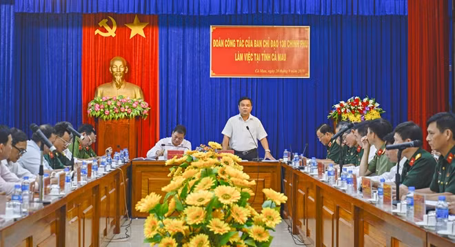 Thượng tướng Lê Chiêm, phát biểu tại buổi làm việc.
