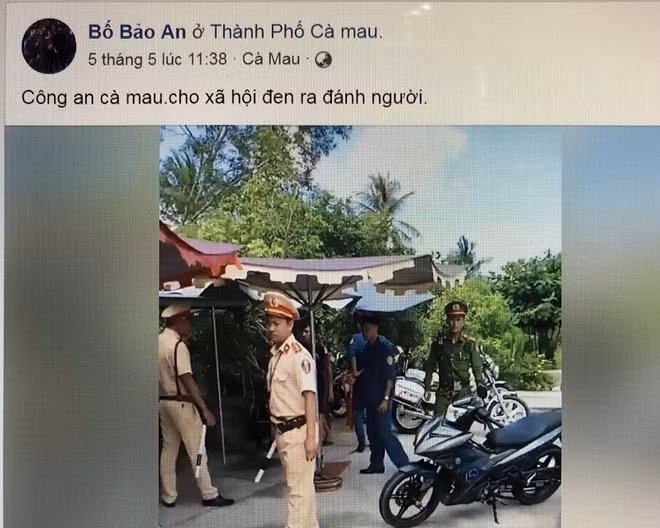 Thông tin vu khống Công an Cà Mau trên trang facebook cá nhân có tên là Bố Bảo An vào trưa 5-5.