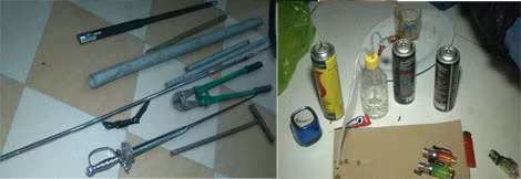 Các đối tượng và tang vật.