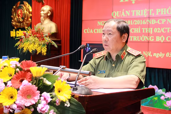 Trung tướng Hoàng Phước Thuận, Cục trưởng Cục An ninh mạng, Bộ Công an phát biểu tại Hội nghị