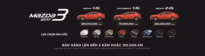 Giá bán lẻ 3 phiên bản Mazda3 mới tại thị trường Việt Nam