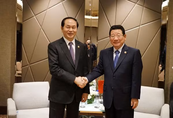 Bộ trưởng Trần Đại Quang gặp gỡ song phương với Thứ trưởng Bộ Công an nước CHND Trung Hoa Trần Trí Mẫn.