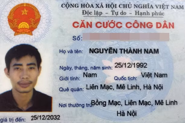 Căn cước công dân của Nam (ảnh CTV) Căn cước công dân của Nam (ảnh CTV)