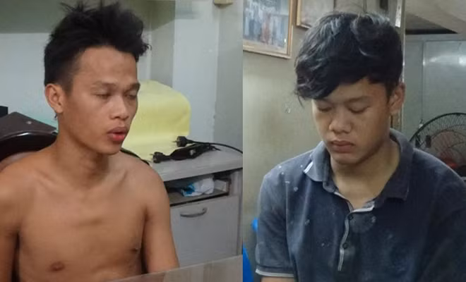 Đối tượng Trí và Giang tại Cơ quan Công an