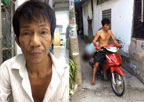 Nghi can Nguyễn Văn Nam tại Công an quận Gò Vấp - Hình ảnh ông Nam chở thi thể con rể đi đầu thú khiến nhiều người kinh hãi.