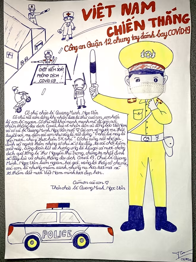 Thư phúc đáp lại cho hai bé.