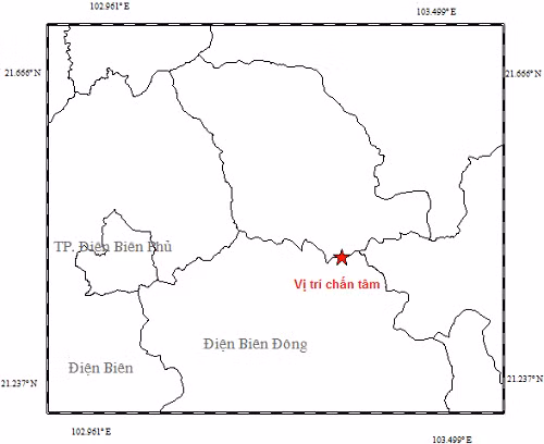 Vị trí nơi xuất hiện động đất