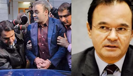 Cựu Bộ trưởng Tài chính Romania Darius Valcov (trái) và cựu Bộ trưởng Tài chính Hy Lạp George Papaconstantinou (phải).
