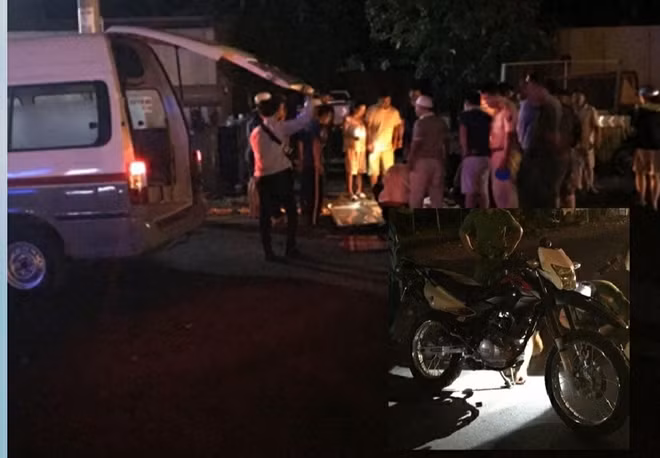 Hiện trường vụ TNGT và chiếc xe mô tô thể thao của nạn nhân