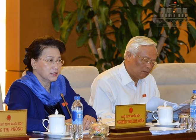 Chủ tịch Quốc hội Nguyễn Thị Kim Ngân cho ý kiến tại phiên họp