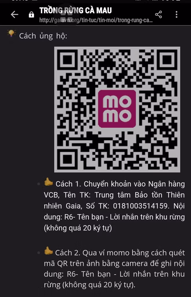 Và cách thức ủng hộ cây.