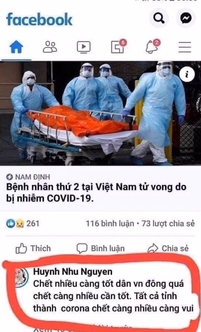 Nội dung bình luận cực đoan của bà D. đã gây phẫn nộ trong cộng đồng mạng.