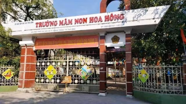 Trường Mầm non Hoa Hồng, đóng tại phường Quang Trung, TP Thái Bình