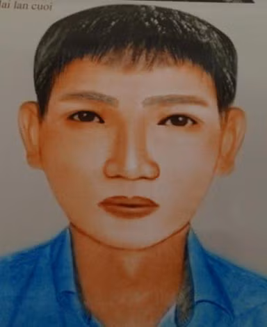 Bản họa hung thủ Trần Văn Điểm của Công an Quảng Ngãi.