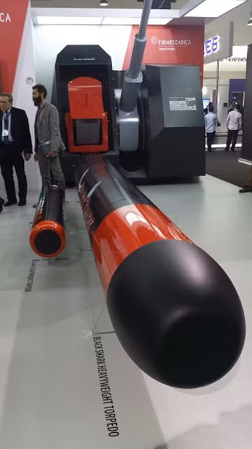 Ngư lôi và pháo hạm đến từ xứ sở “mỳ ống” tại triển lãm. Ảnh: Miltechmag
