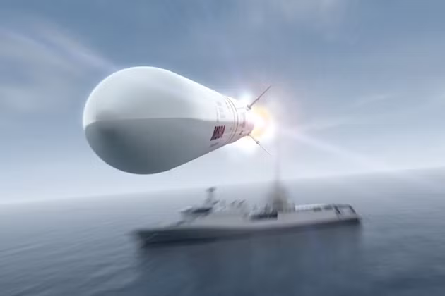 Hãng MBDA của châu Âu giới thiệu hệ thống tên lửa phòng không hạm tàu tiên tiến Sea Ceptor tại triển lãm. Ảnh: shephardmedia.