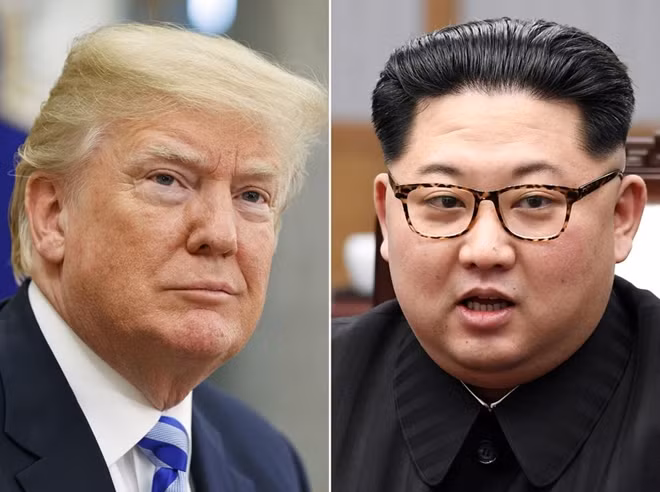 Tổng thống Mỹ Donald Trump (trái) và nhà lãnh đạo Triều Tiên Kim Jong-un. Ảnh: AP