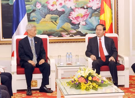 Bộ trưởng Trần Đại Quang cùng Đại sứ đặc mệnh toàn quyền Vương quốc Thái Lan tại Việt Nam Panyaraka Poolthup tại buổi tiếp.