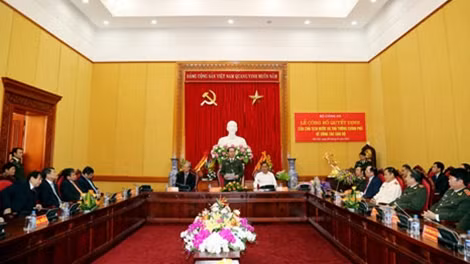 Bộ trưởng Trần Đại Quang phát biểu giao nhiệm vụ cho hai đồng chí Thứ trưởng tại buổi Lễ.