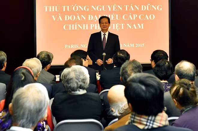 Thủ tướng Nguyễn Tấn Dũng nhấn mạnh, Đảng và Nhà nước luôn coi cộng đồng người Việt Nam ở nước ngoài là bộ phận quan trọng, không thể tách rời của dân tộc Việt Nam. Ảnh VGP/Nhật Bắc.