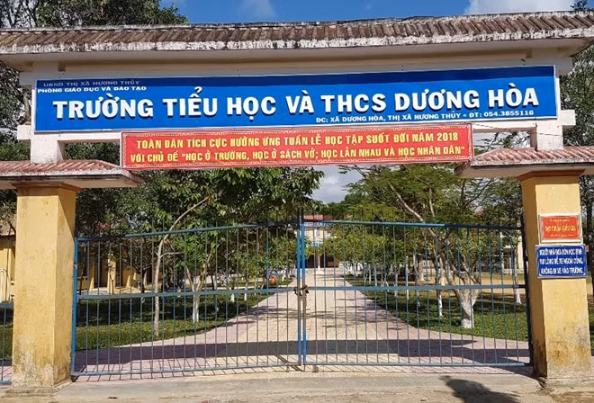 Trường TH&THCS Dương Hòa, nơi ông Hợp công tác và vay mượn số tiền hàng trăm triệu đồng của giáo viên cùng trường.
