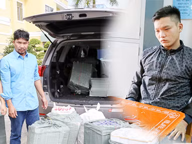 Các đối tượng vận chuyển thuốc lá lậu cùng phương tiện và tang vật.
