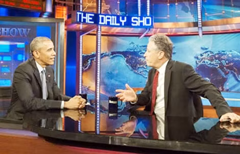 Chương trình “The Daily Show” thu hút cả đương kim Tổng thống Barack Obama (trái).