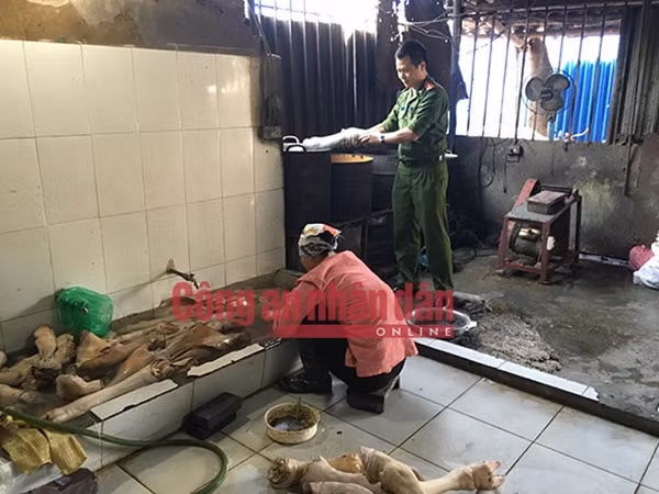Các sản phẩm không rõ nguồn gốc ngâm trong bể nước.