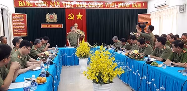 Bộ trưởng Tô Lâm phát biểu chỉ đạo tại Công an tỉnh Gia Lai.