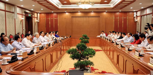 Tổng Bí thư Nguyễn Phú Trọng phát biểu kết luận cuộc làm việc. Ảnh: Hà Nội Mới.
