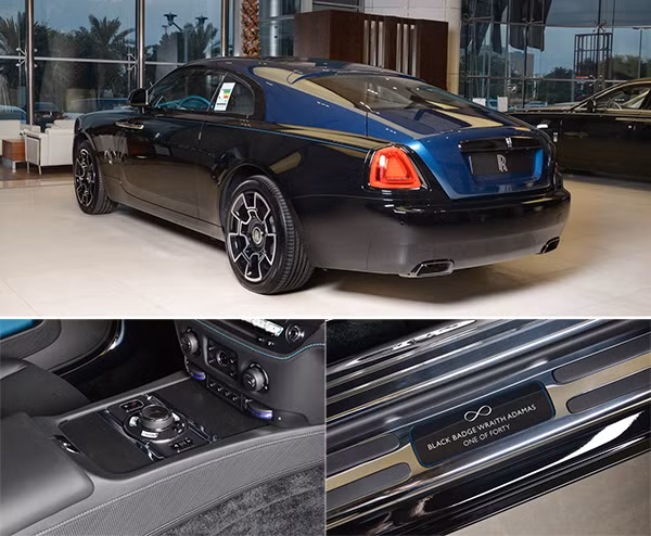 Rolls-Royce Black Badge Wraith Adamas có màu sơn đặc biệt; núm chuyển số trên xe và số thứ tự của xe.