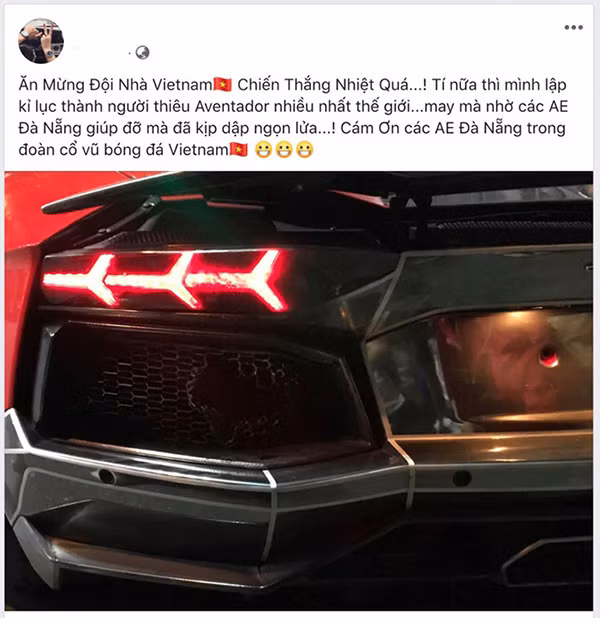 Chủ nhân của chiếc xe đăng lời cảm ơn người dân Đà Nẵng vì đã cùng nhau dập lửa.